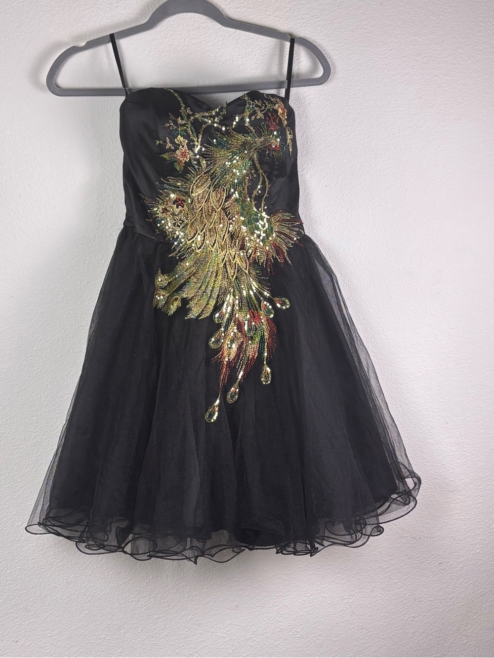 ModCloth homecoming Peacock Tulle Party Dress Size 8 Embroidered Sequin fit - Picture 5 of 9